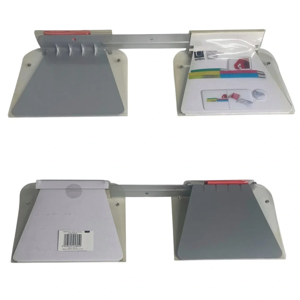 NEW Umbra Conceal Floating Double Book Shelf SEALED Wall Mount Invisible 2 Stack